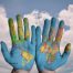 map painted on hands